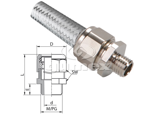 METALL-VERBINDER AUM 159 M/P FÜR METALL-SCHUTZSCHLÄUCHE MIT EINER METALLUMFLECHTUNG